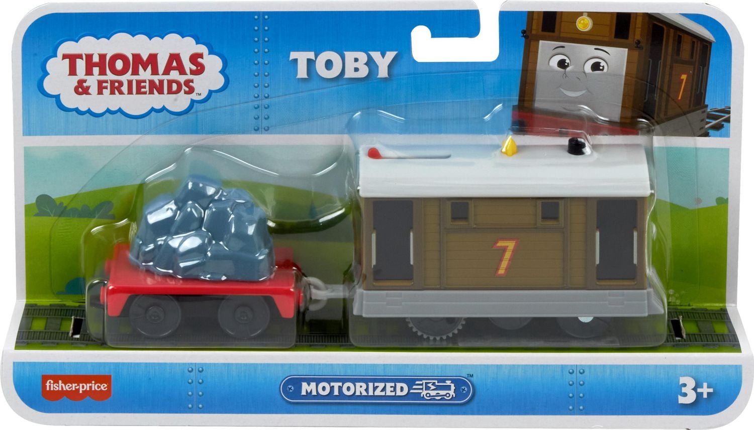 Thomas & Friends Toby Motorized Toy Train Engine with Cargo