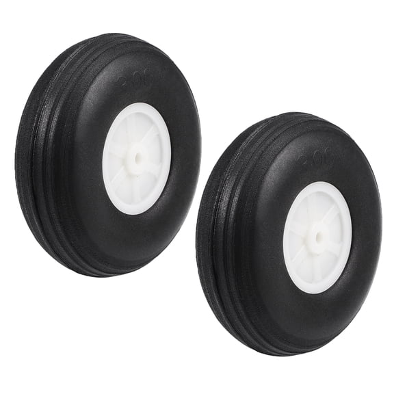 Unique Bargains Tire and Wheel Sets for RC Car Airplane,PU Sponge Tire with Plastic Hub,3' 2pcs