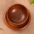 thumbnail image 4 of 2 Pcs Bol en Bois Fait à la Main Résistant aux Bris Anti-Choc Sans Assiette pour Cuisine Maison Restaurant (Brun), 4 of 6