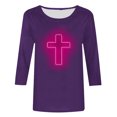 thumbnail image 4 of EGNMCR Easter T-Shirts Imprimés pour Femmes T-Shirts Graphiques T-Shirts pour Femmes Mode Femme Décontracté Noël Imprimé Col Rond Blouse Imprimée T-Shirt Manches 3/4 Blouses Femmes T-Shirts, 4 of 4
