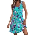thumbnail image 1 of Pisexur Robe d'Été pour Femme, Robe Midi Sans Manches, Imprimé Floral, Style Décontracté, avec Poche, Tailles P à 2TG, 1 of 6