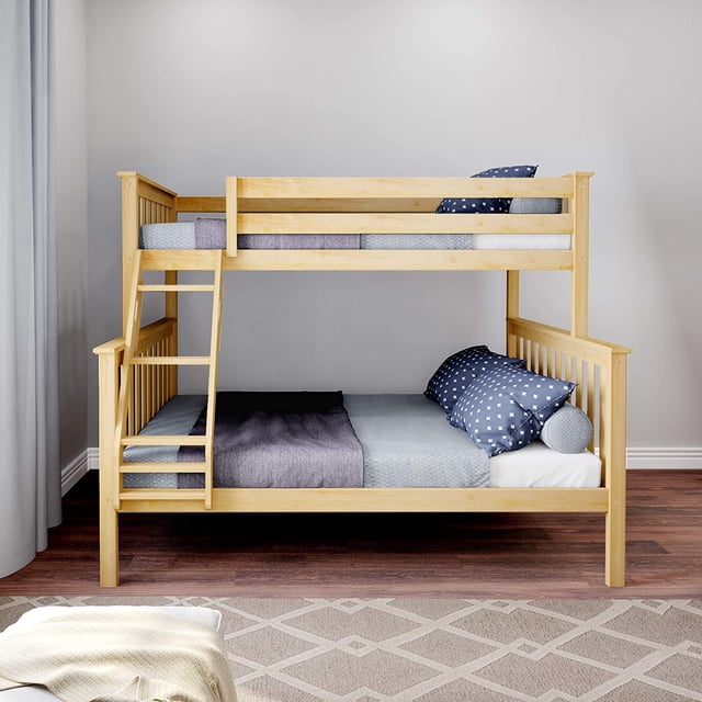 Max & Lily Twin over Full Bunk Bed, Solid Wood Frame, Natural