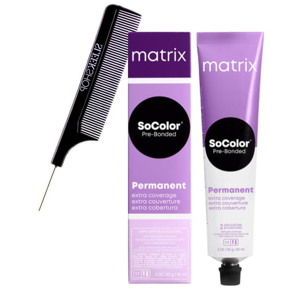 506NA - Brun Clair Neutre Cendré, Matrix SoColor Pré-Lié Couvrance Supplémentaire Coloration Permanente, So Color Teinture pour Cheveux Couvrance des Gris - Lot de 3 avec Peigne Épingle Sleek