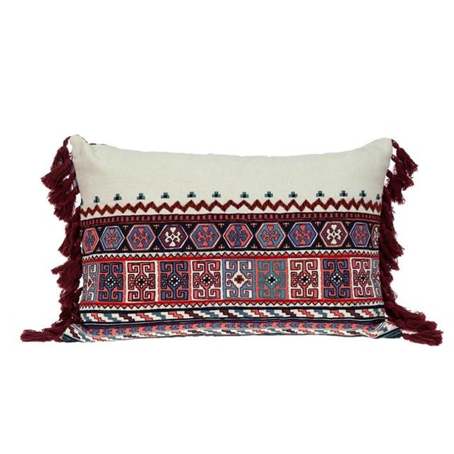 HomeRoots 402713 Coussin Lombaire avec Pompons&44; Multi Couleur