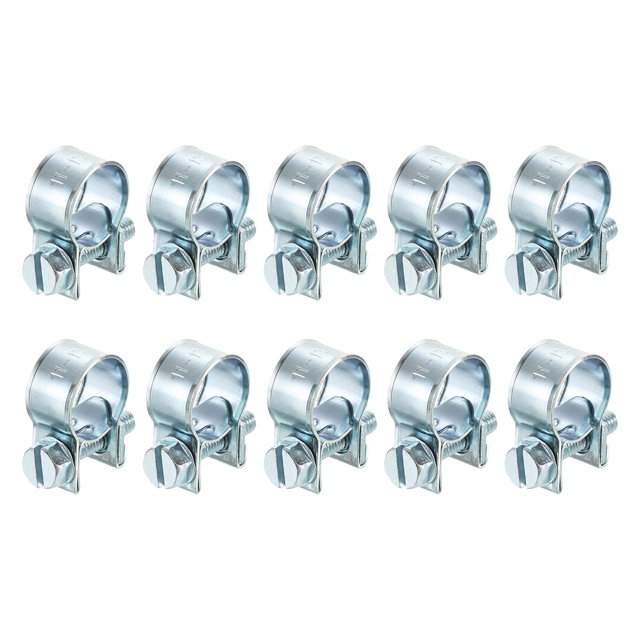 Unique Bargains 10Pack Mini Fuel Line Pipe Hose Clamp Clip, Adjustable 11-13mm, Zinc Plated