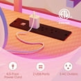 thumbnail image 3 of Bestier Gaming Desk with LED Light & Outlets 55" Computer Desk with Monitor Stand, Pink Carbon Fiber, 3 of 10