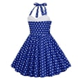 thumbnail image 4 of Plebaso Robes pour Filles Vintage Col Suspendu Taille à Pois Imprimé Robe Princesse Vêtements de Mode pour Filles, 4 of 4