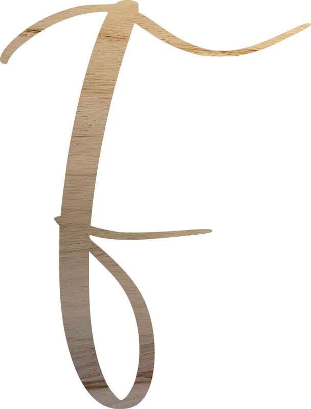 Unpainted Wood Letter F Craft, Paintable 3'' Tall Wood Alphabet Letter, DIY Nicholia Script Font