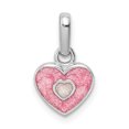 thumbnail image 1 of Pendentif en Forme de Cœur en Émail Pailleté Rose pour Enfant en Argent Sterling 925 Rhodié, 1 of 2