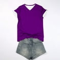 thumbnail image 3 of Besolor Summer Short Sleeve Shirts for Women Casual V Neck Solid Color Basic Tees Ladies Going out Tops, 3 of 3