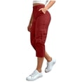 thumbnail image 1 of Mifsaly Pantalon Cargo Court Grande Taille pour Femmes, Capris Utilitaires Taille Haute avec Multiples Poches, Décontracté d'Été, Léger, Pantalon de Randonnée Extérieur, 1 of 7