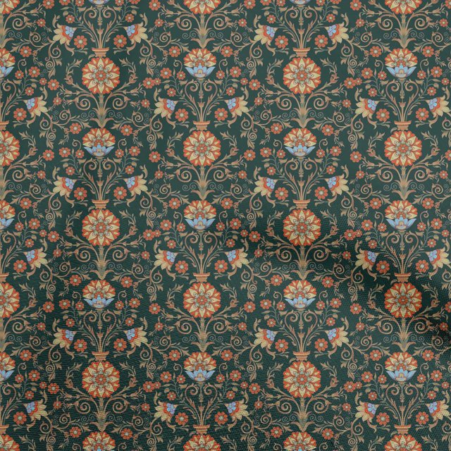 oneOone Velvet Dark Green Fabric Florals Sewing Craft Projects Fabric Prints By Yard 58 Inch Wide