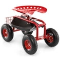 thumbnail image 1 of Costway Chariot de Jardin Chariot de Patio Siège de Travail Roulant avec Plateau à Outils Panier Plantation Rouge, 1 of 10