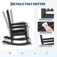 thumbnail image 4 of Patio Furniture HDPE Rocking Chair Outdoor Poly High Back Porch Rocker Chairs for Adults All Weather Resistant Furniture for Patio Front Porch Black, 4 of 8