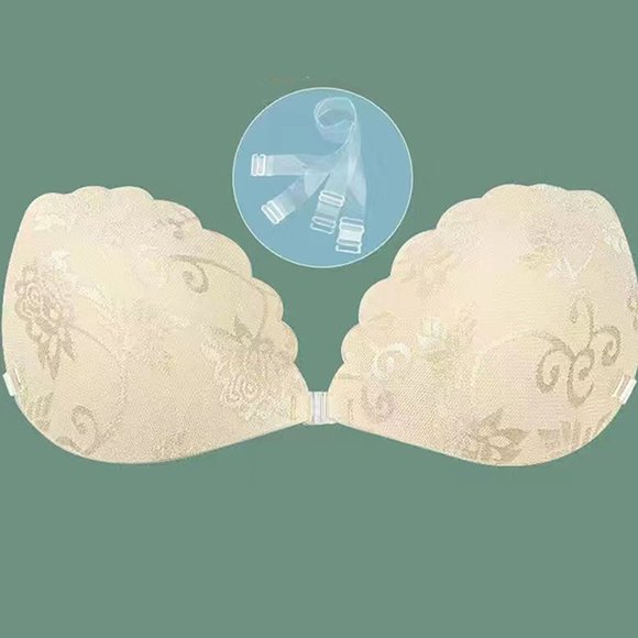 MIONGO Women's Push Up Bra Backless Lace Bra with Reusable Nipple Covers for Swimsuits and Evening Dresses
