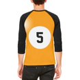 thumbnail image 2 of Halloween Billiard Pool Ball Five Costume All Over Mens Raglan T Shirt, 2 of 2