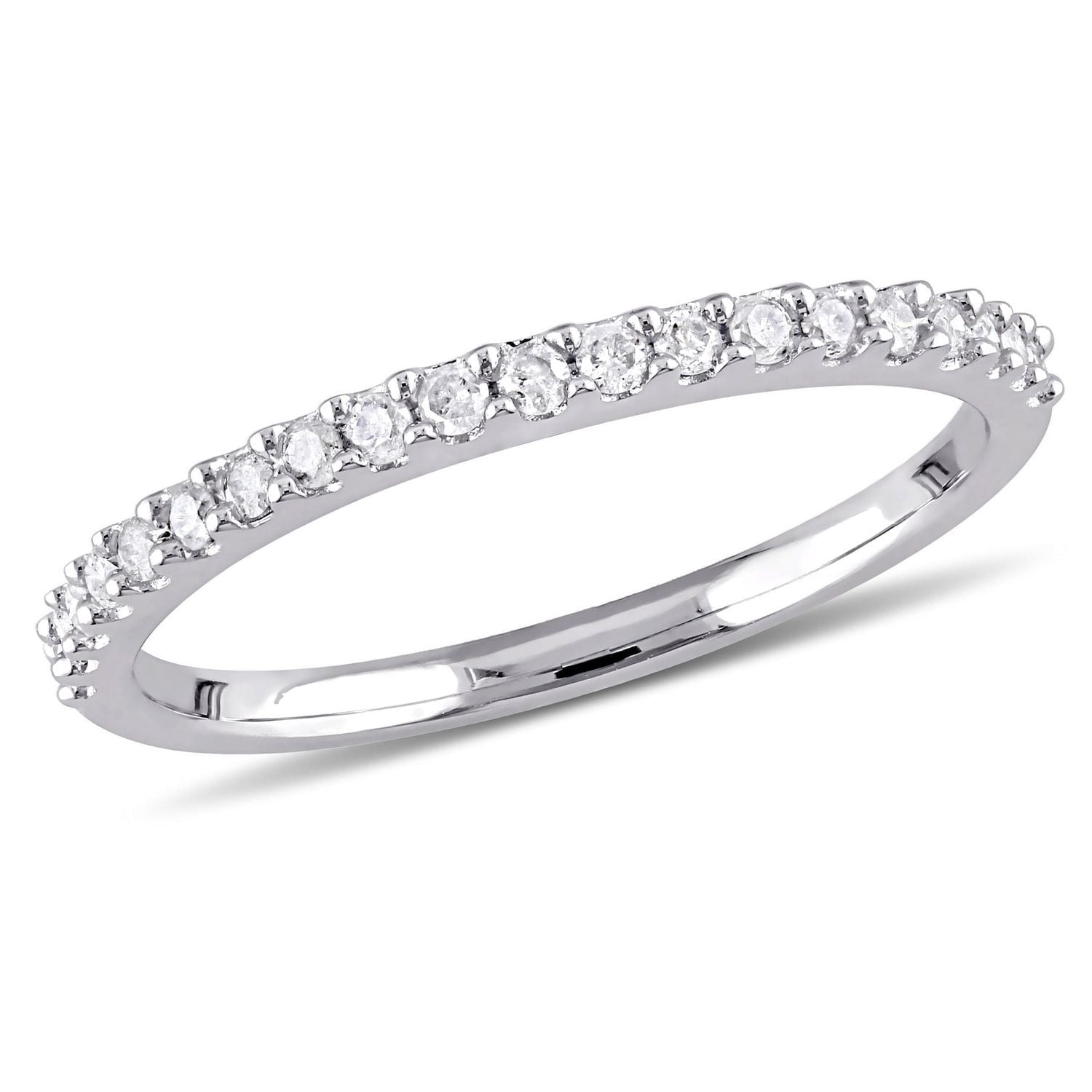 Bague semi-éternité Miabella avec diamants 1/5 CT poids total en or blanc 10K