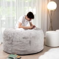 thumbnail image 2 of Gouchee Home Simcoe Faux Rabbit Fur Foam Bean Bag Chair – Large 4ft Grey Lounger with Pre-Cut Foam Filling, Soft Washable Cover, and Durable Inner Liner – Cozy Seating for Dorm or Living Room, 2 of 5