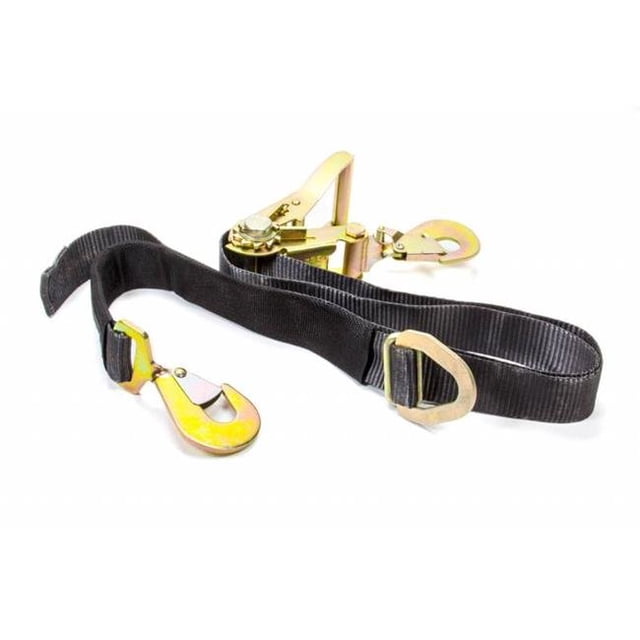 Cliquet Combiné de 2 Po x 10 Pi et Sangle d'Axe avec Crochet Torsadé et Sangle d'Axe Ajustable, Noir - 2 Pcs