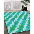 thumbnail image 3 of Ahgly Company Machine Washable Indoor Round Transitional Turquoise Green Area Rugs, 5' Round, 3 of 7