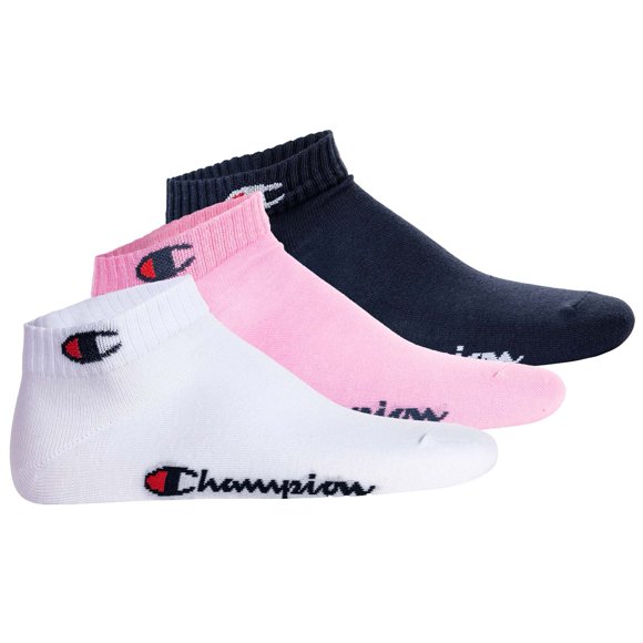 Champion unisex socks, 3-pack - quarter socks, basic, logo Pink/White/Blue EU 35-38 (UK 3-5)