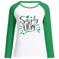 thumbnail image 4 of Pompotops Women's Spring Patchwork St. Patrick's Day Printed Long Sleeves Round Neck Casual Tee Tops, 4 of 6