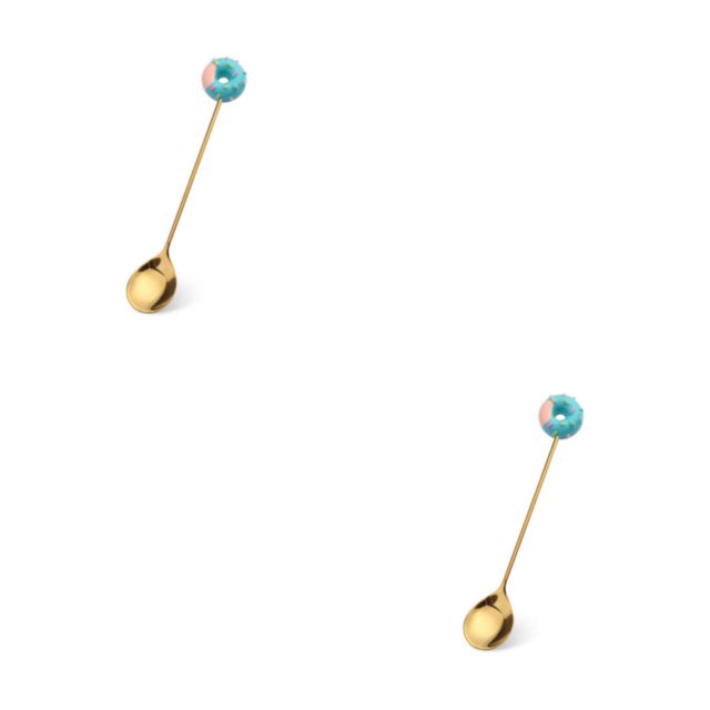Transemion 1/2/3/5 Cartoon Adorable Restaurant Hotel Tableware Portable Washable Stainless Steel Stirring Mixing Dinnerware Cake Flatware Donut Spoon Blue 2PCS