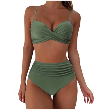 High Waist Bikini Swimsuit for Women Fashion Women Solid Sexy Bikini Push-Up Padded Swimwear Swimsuit Beachwear Set Sexy Bikini Swimsuit for Women Bikini Sets for Women Sexy