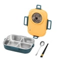 thumbnail image 2 of Rewenti 1100ml Stainless Steel Bento Lunch Box for Kids and Adults Stackable Containers with 3 Compartments, 2 of 9