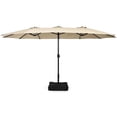 thumbnail image 1 of Patiojoy Parasol de Patio Double Face de 15 Pieds avec Base, Parasol de Marché Extra-Grand pour l'Extérieur, Beige, 1 of 8