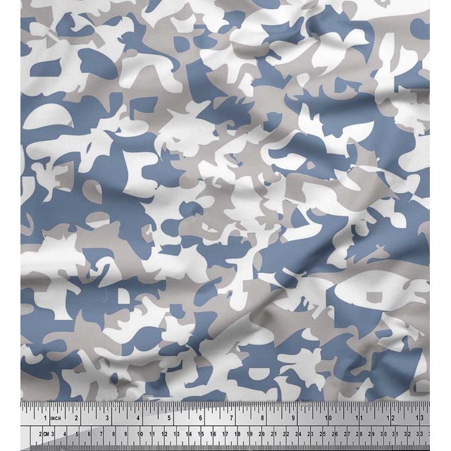 Soimoi Rayon Fabric Two Tone With Grey Camouflage Print Sewing Fabric Yard 56 Inch Wide
