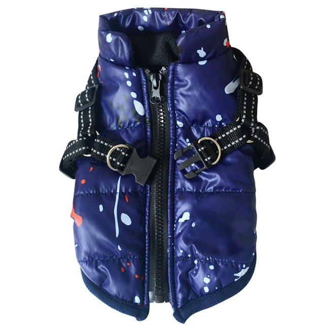 Dog Coat with Harness Winter Dog Coat Fleece Dog Jacket Waterproof Dog Coat Zipper Dog Jacket Puppy Coat with Reflective Harness for All Dogs Green Large