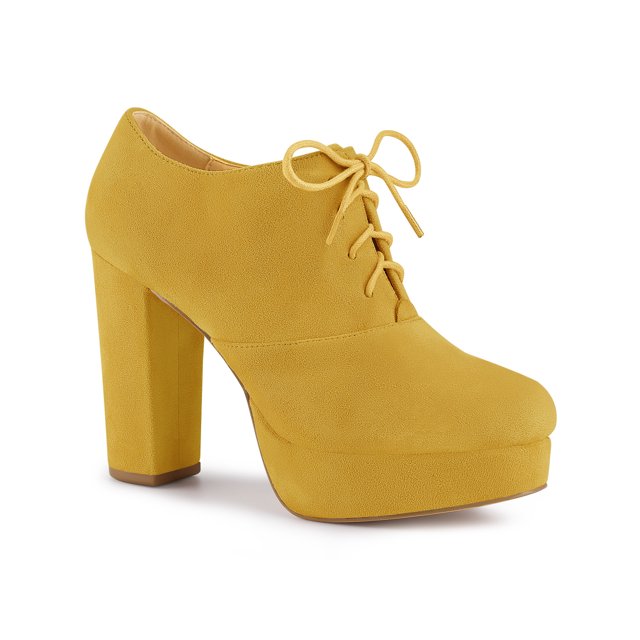 Unique Bargains Bottines à Lacets à Talon Bloc Plateforme pour Femmes