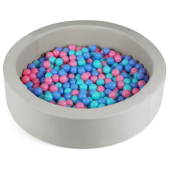 Costway 42.5" Round Foam Ball Pits with 25D Sponge Filling Washable PU Cover for Kids Gift Green