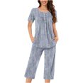 thumbnail image 1 of Rbaofujie Pyjama pour Femmes Ensemble Femmes Décontracté Boutons Col Rond Manches Courtes Blouse Mode Poches Pantalon Pyjama Costume Chemises de Nuit pour Femmes, 1 of 5