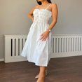 thumbnail image 3 of Robe Nuisette d'Été pour Femmes, Couleur Unie, devant à Nouer, Robe Midi Froncée, 3 of 9