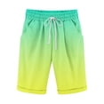 thumbnail image 1 of Plebaso Men's Stylish Shorts Gradient Color Summer Beach Shorts Drawstring Casual Knee Length Shorts, 1 of 3