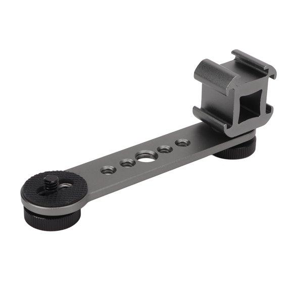 Cold Shoe Mount Adapter, Aluminium Alloy Multi Function 3 In 1 Stable Lightweight Microphone Mount Extenstion  For Monopod Dark Gray