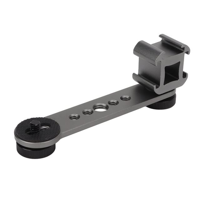 Cold Shoe Mount Adapter, Aluminium Alloy Multi Function 3 In 1 Stable Lightweight Microphone Mount Extenstion For Monopod Dark Gray