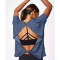 thumbnail image 4 of Womens Open Back Yoga Tops Short Sleeve Loose Fit Activewear Muscle Tops Workout, 4 of 4