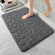 Memory Foam Bath Rug, Xinsrenus Embossed Bathroom Mat Water Absorbent Washable, Non-Slip Thick Soft Comfortable Carpet for Bathroom Floor Tub Shower