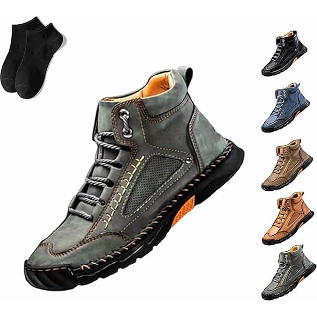 Bottes pour Hommes, Bottes de Randonnée en Cuir Faites à la Main pour Hommes, Chaussures Imperméables Confortables pour Hommes