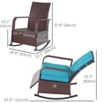 thumbnail image 3 of Outsunny Wicker Rocking Chair with Cushion Adjustable Footrest Turquoise, 3 of 10