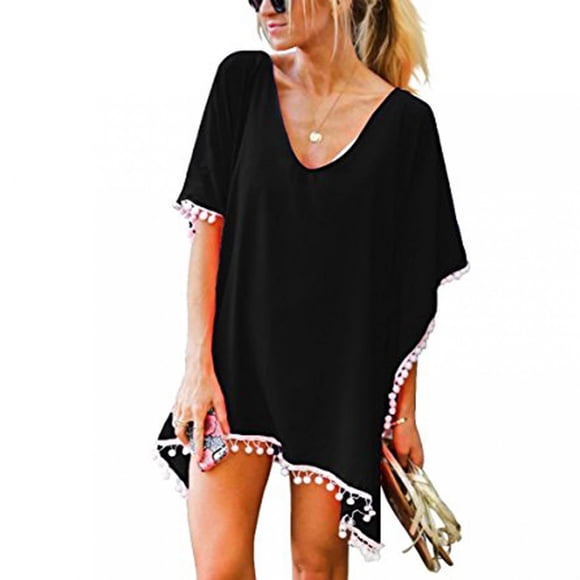 Pisexur Women’s Crochet Chiffon Tassel Swimsuit Beach Bikini Cover Ups for Swimwear