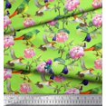 thumbnail image 2 of Soimoi Rayon Fabric Leaves,Floral & Hummingbird Bird Print Sewing Fabric Yard 56 Inch Wide, 2 of 3