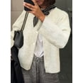 thumbnail image 3 of Gupgi Women Knitted Crop Cardigan Solid Color Sweater Long Sleeve Button Down Open Front Casual Knitwear Tops, 3 of 4