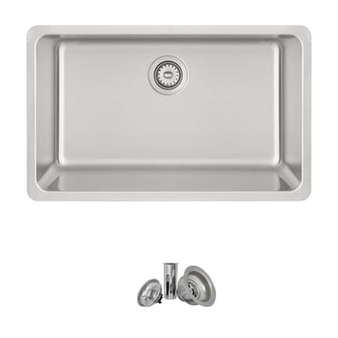Stylish Dual Mount 30" Stainless Steel Single Bowl Kitchen Sink with Strainer S-411T