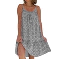 thumbnail image 1 of Kcodviy Robe pour Femmes Florale Femmes Décontractée Été Col Rond Ourlet à Volants Midi Robe d'Été Bretelles Spaghetti Sans Manches Courte Robe pour Femmes Robe de Plage, 1 of 5