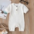thumbnail image 2 of Birdeem Barboteuse pour Bébés Filles Combinaison d'Été pour Enfants Garçons et Filles Bébé Bouton Manches Courtes Col Rond Mignonne Unie Shorts Barboteuses, 2 of 12