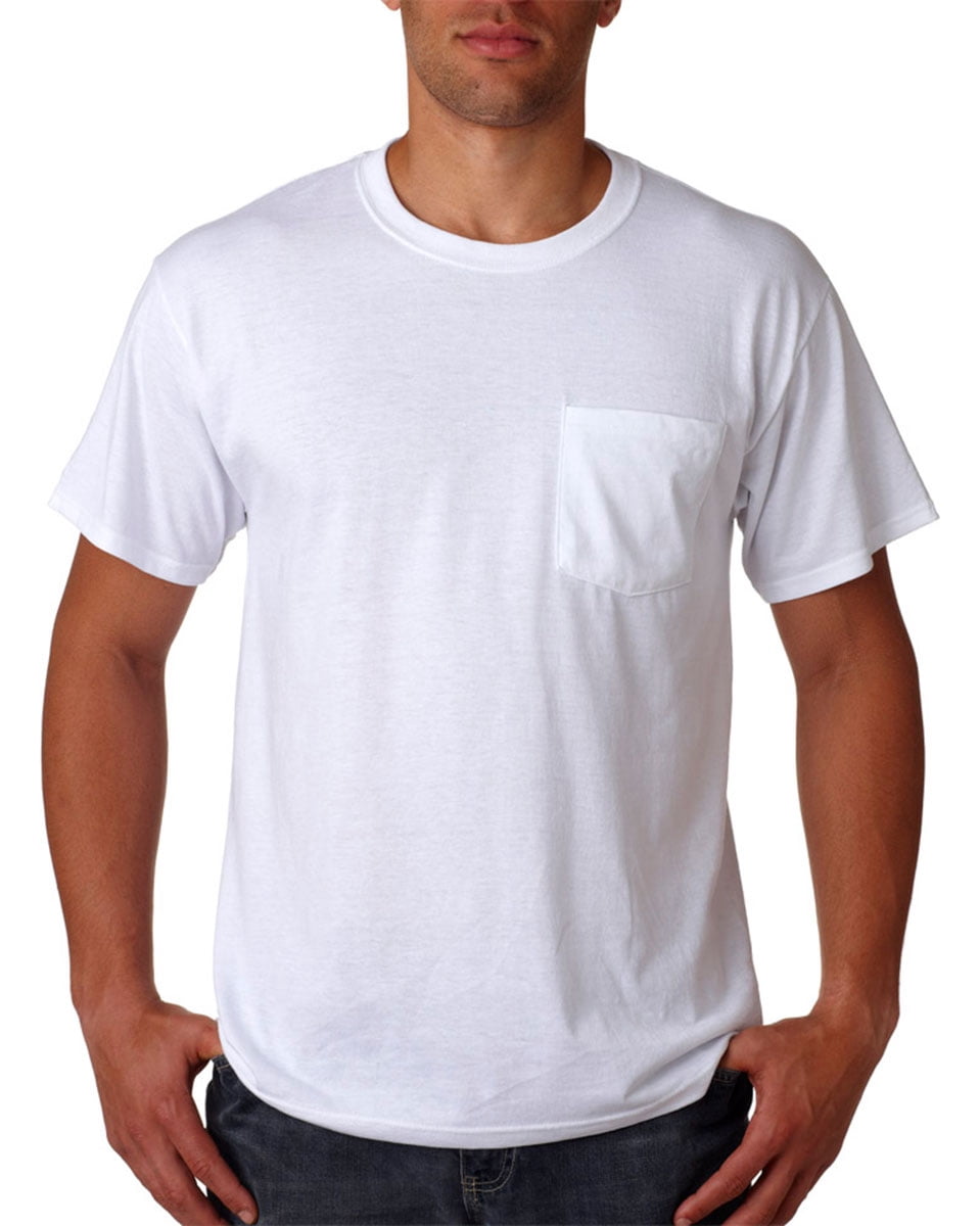 Jerzees T-Shirt à Col Ras du Cou Côtelé Épais pour Adulte avec Poche, Lot de 5
